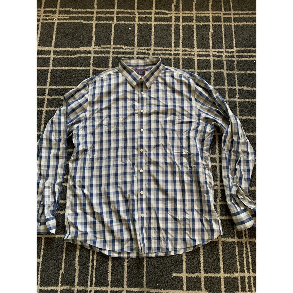 UNTUCKIT Shirt Mens XXL Blue Gray Buffalo Check Monastrell Casual No Wrinkle